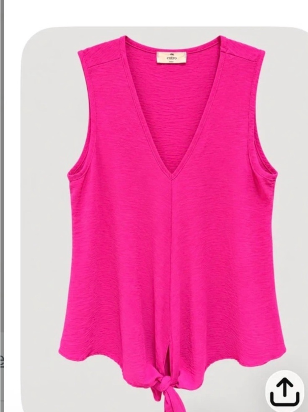 Boutique Fuchsia Sleeveless V-Neck Tie-Front Tank Top